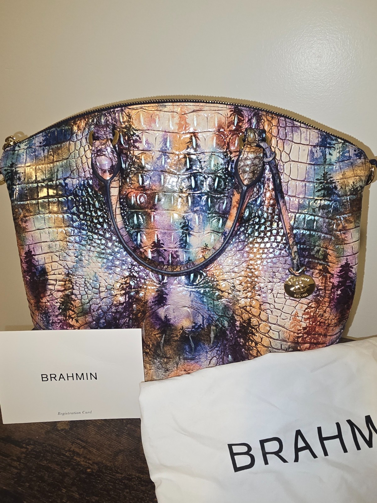 🍀NWT BRAHMIN Large Duxbury Woodland Melbourne Satchel Bag RARE SOLD OUT 