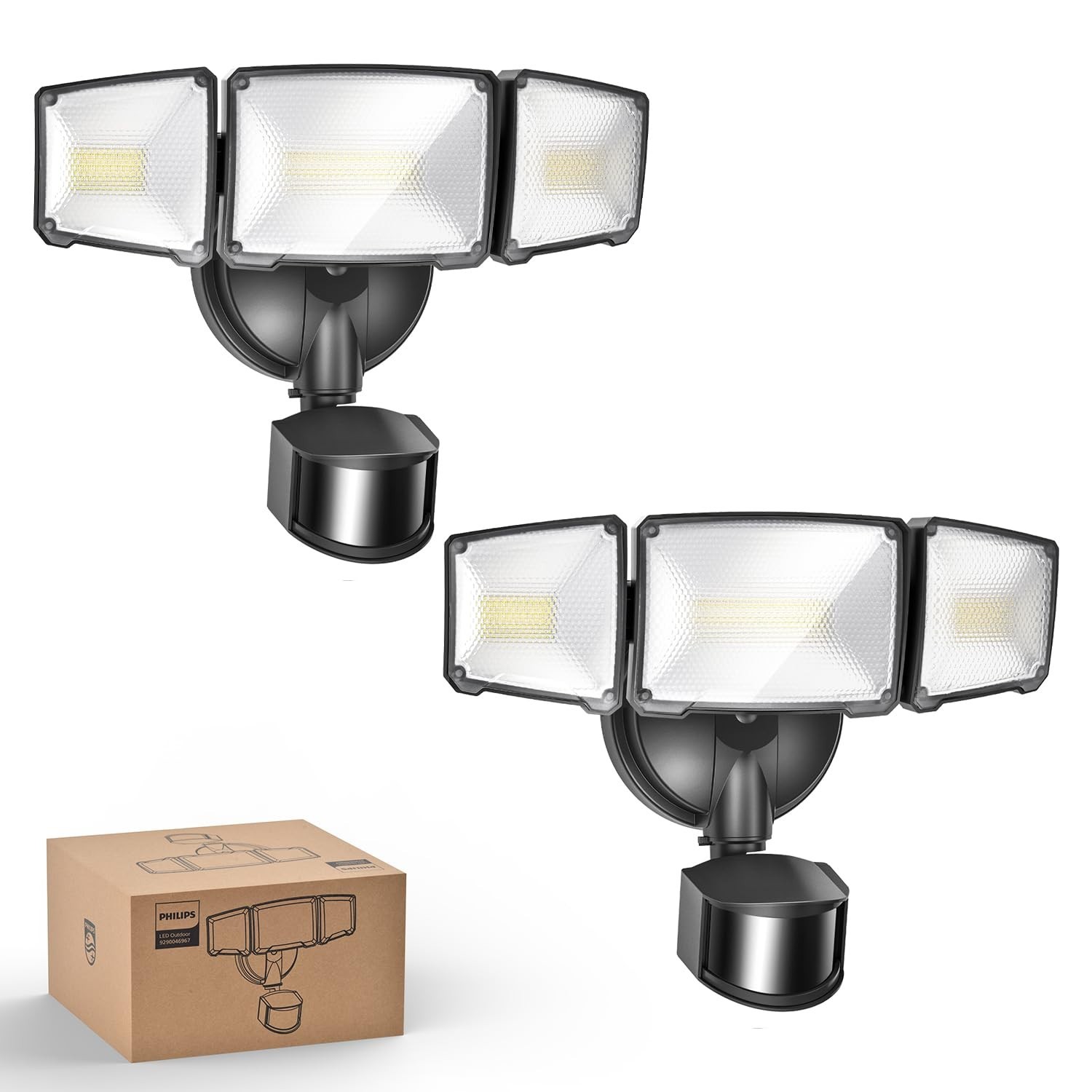 72W LED Security Lights with PIR Motion Sensor, 7400LM, 5000K Daylight, 3 Adjust 72W LED Security Lights with PIR Motion Sensor, 7400LM, 5000K Daylight, 3 Adjust