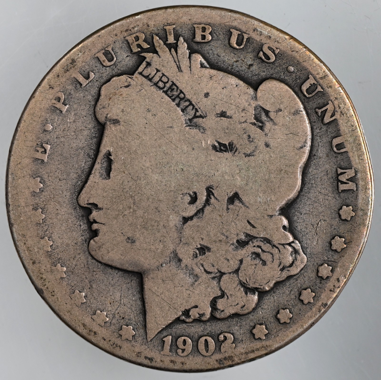 1902-S $1 MORGAN SILVER DOLLAR FR/AG DETAILS \