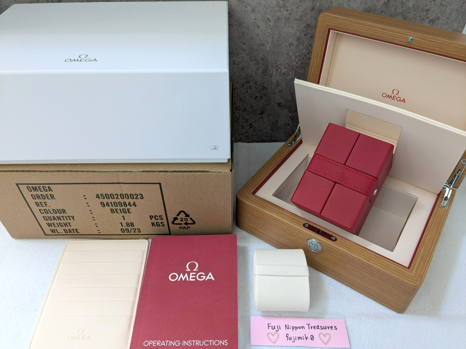 Omega Authentic Wooden Watch Box Case with Travel Red Cube Box Latest Model New