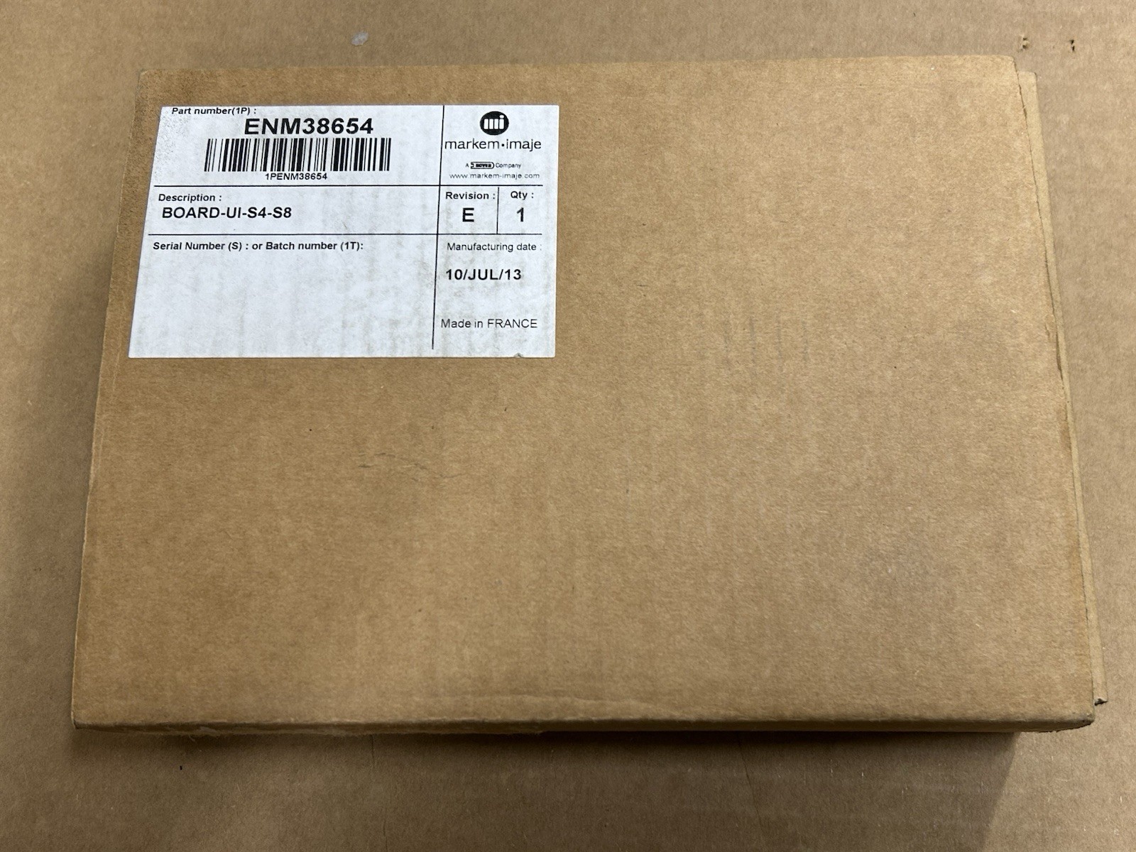 MARKEM IMAJE ENM38654 BOARD-UI-S4-S8 REV. E Batch 1T NEW Never Used in BOX