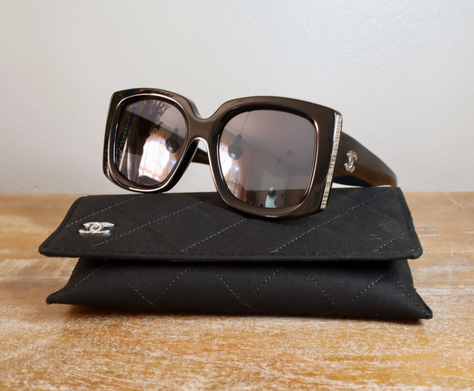 CHANEL CH5435 Rectangle Sunglasses 53mm Black/Gray Lens 100% UV CHANEL CH5435 Rectangle Sunglasses 53mm Black/Gray Lens 100% UV