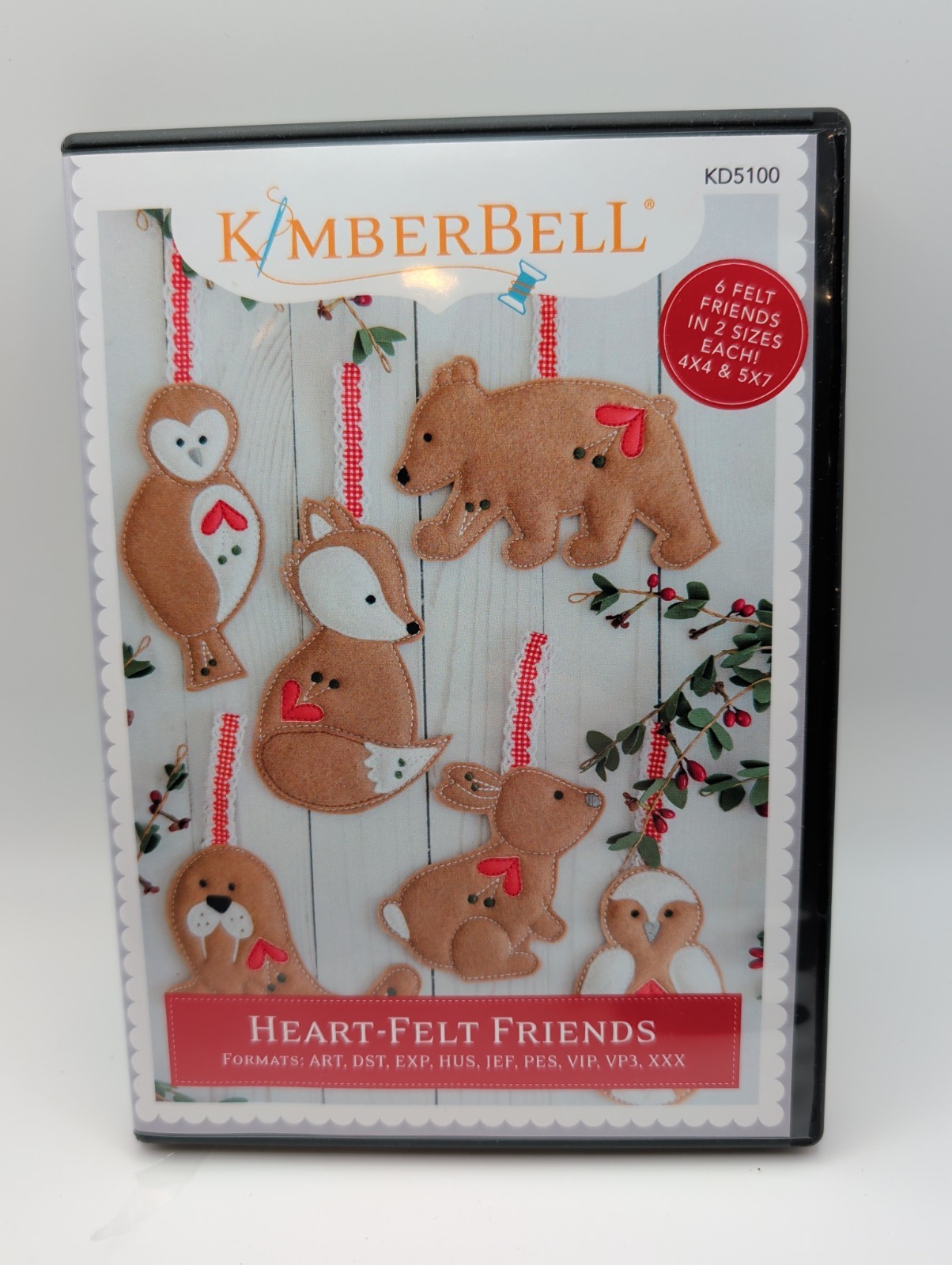 Kimberbell Heart-Felt Friends KD5100 Machine Embroidery Design CD EUC OOP