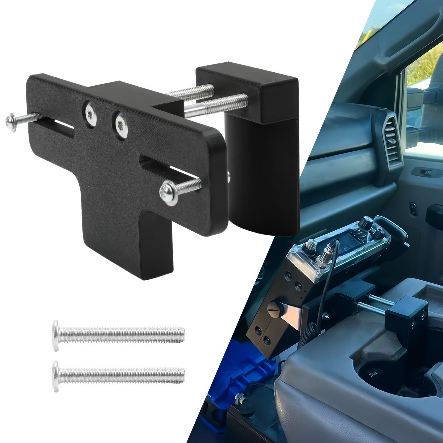 Cup‑Holder CB Radio Mount Bracket,No‑Drill Clamp Mount for Ham Radio GPS AMPS