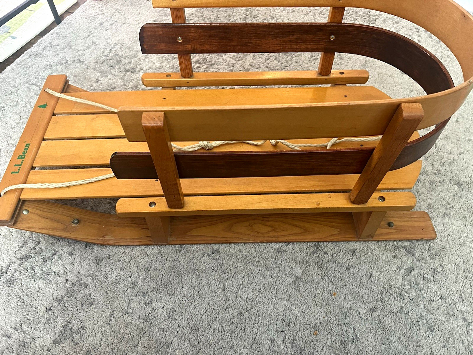 VINTAGE L.L.Bean Wooden Sled Brown w/ Rope Tow, 38in x 14in, Includes Tow Rope VINTAGE L.L.Bean Wooden Sled Brown w/ Rope Tow, 38in x 14in, Includes Tow Rope