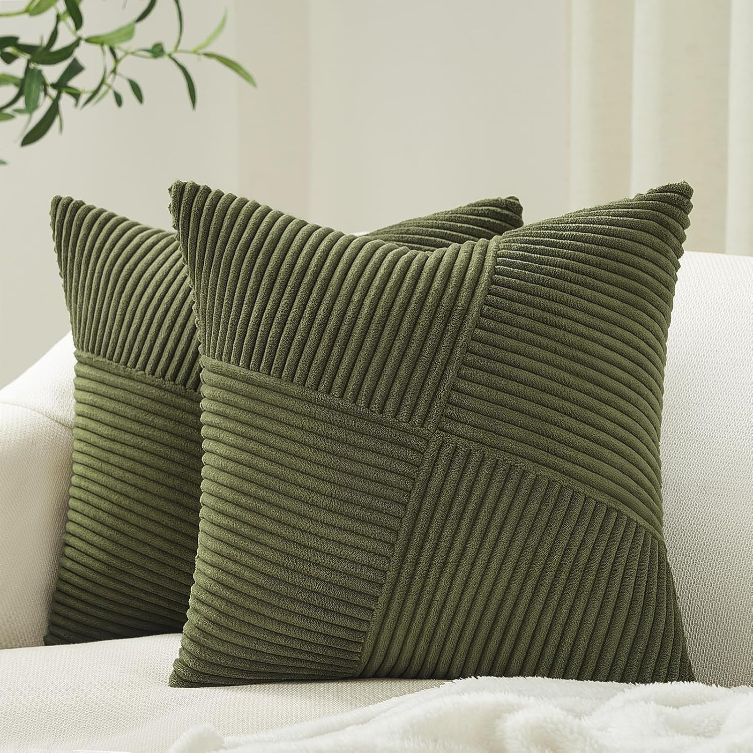 Topfinel Olive Green Decorative 18" x (Pack of 2), Olivegreen Topfinel Olive Green Decorative 18" x (Pack of 2), Olivegreen