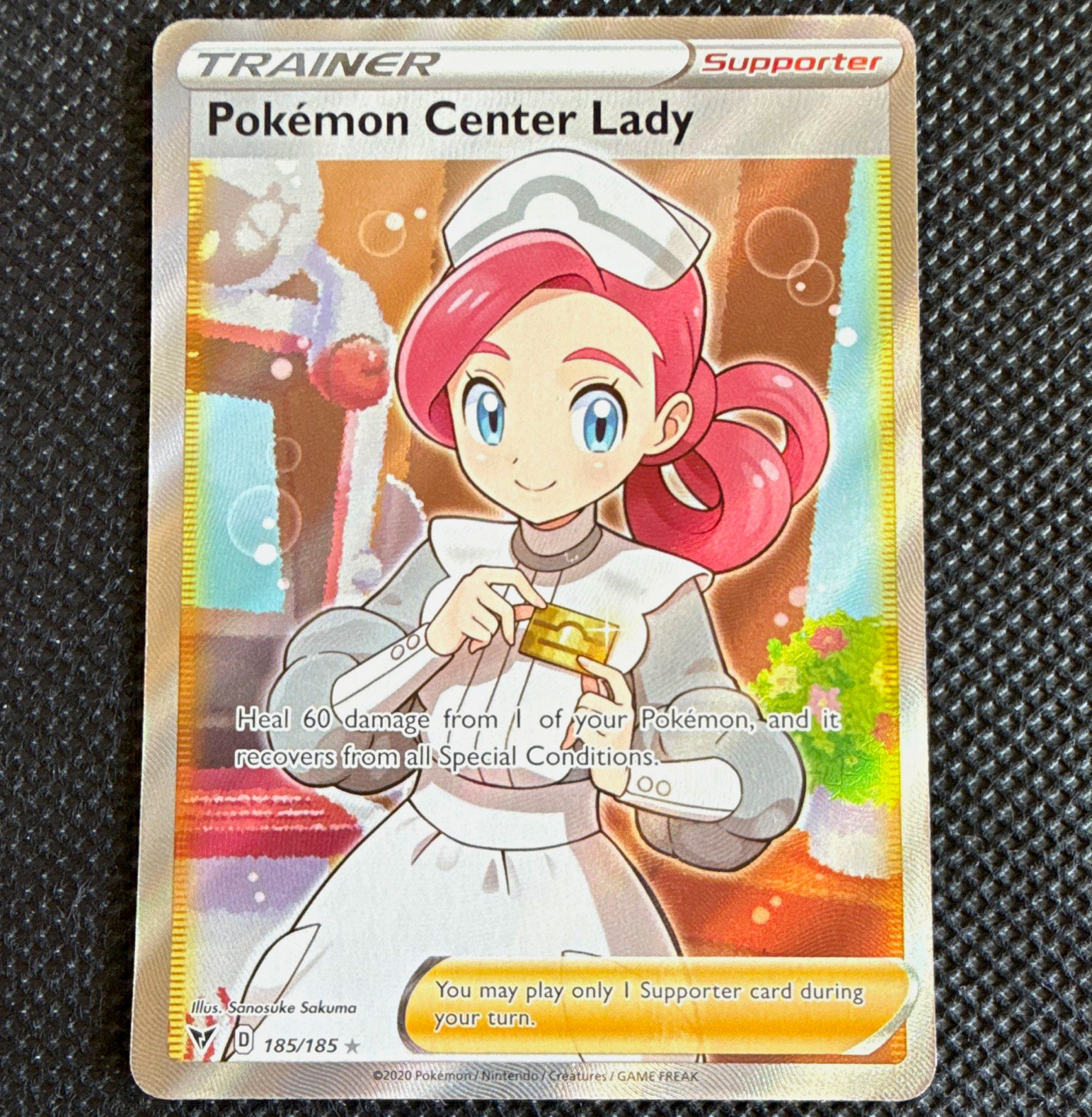 Pokemon Center Lady Full Art UR Holo 185/185 Vivid Voltage ENG