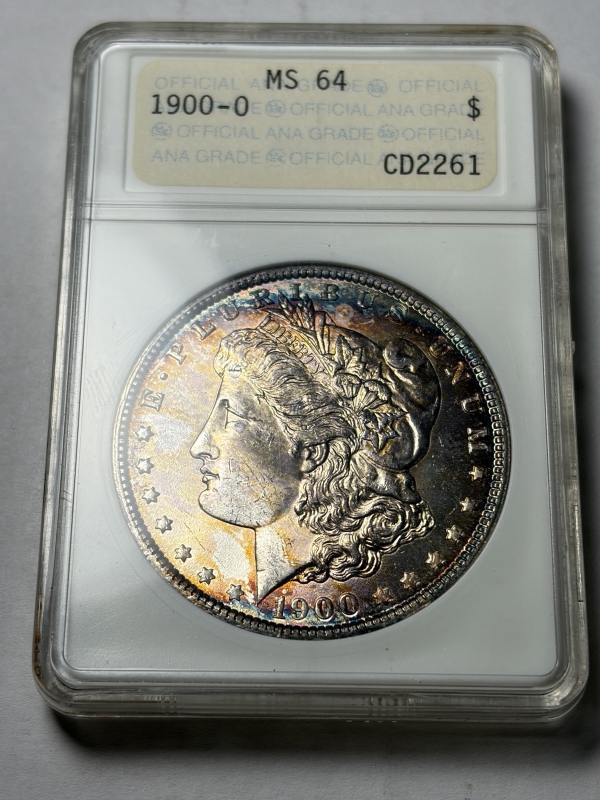 1900-O ANACS MS64 Morgan Silver Dollar Toned Old ANA Soapbox Early Slab RARE