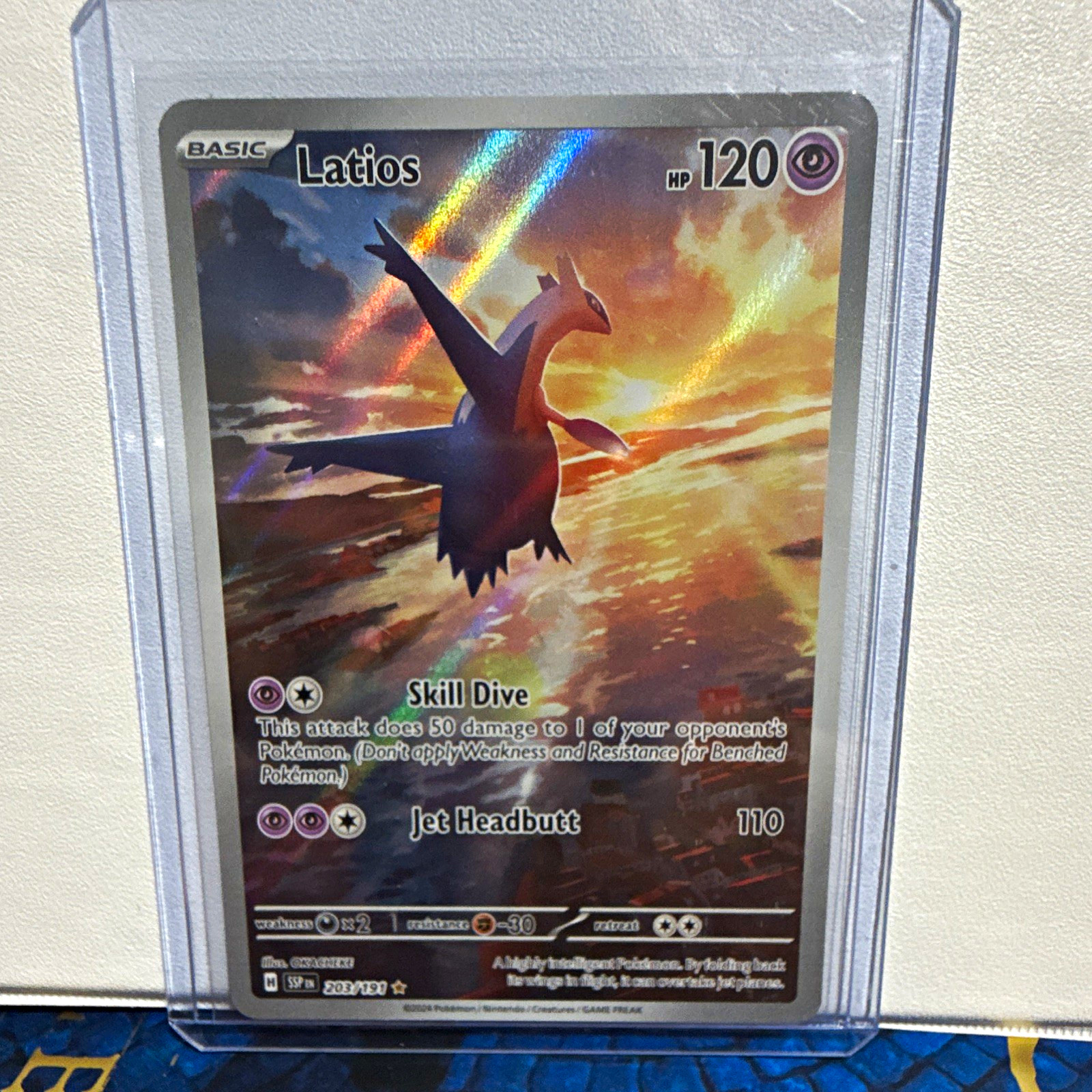Pokémon TCG Latios 203/191 SV08 Surging Sparks IR Holo ENG 120 HP Basic