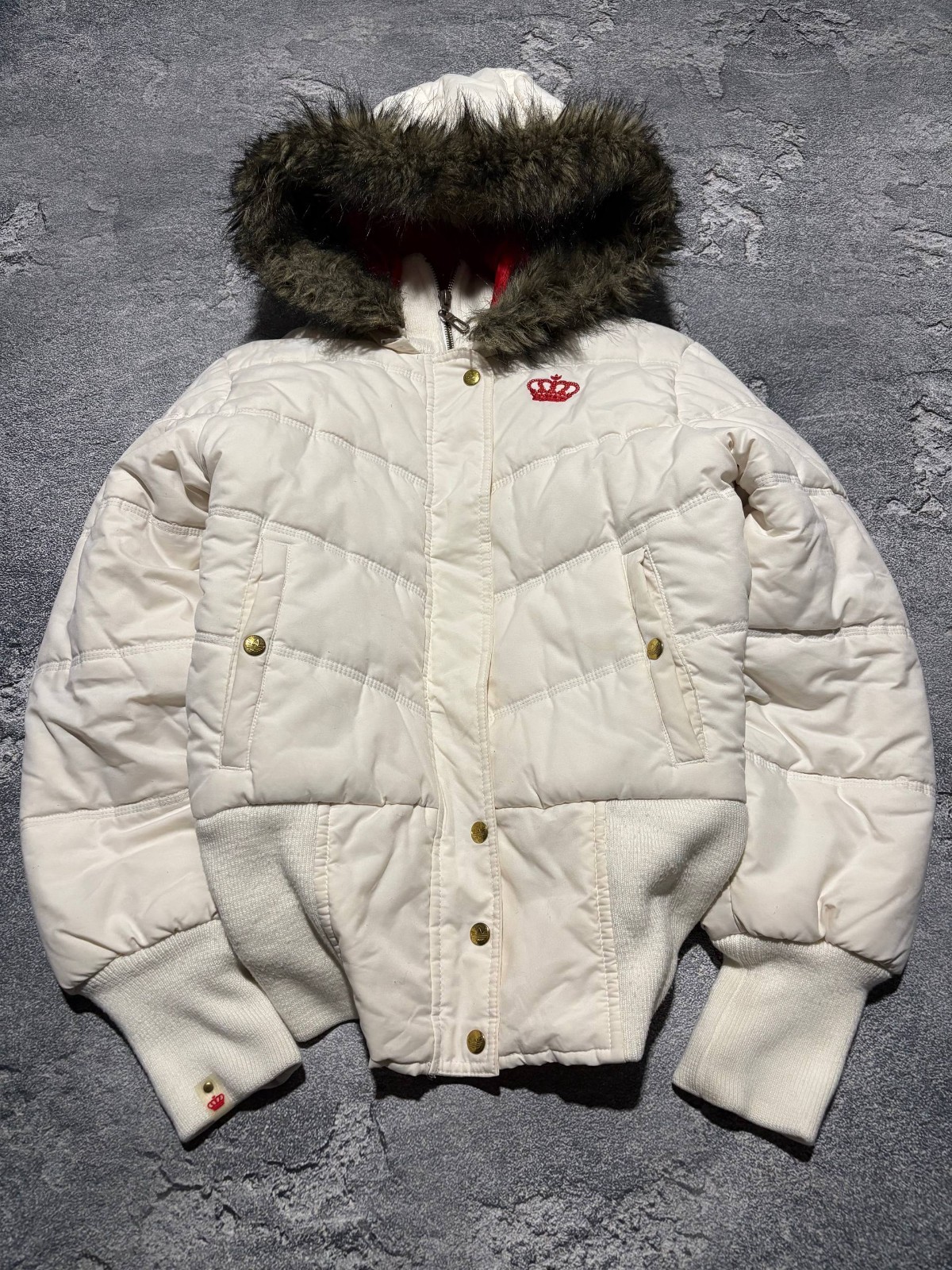 Vintage 2006 Adidas Respect Me IF SIX WAS NINE Fur Hooded Cropped Jacket Womens