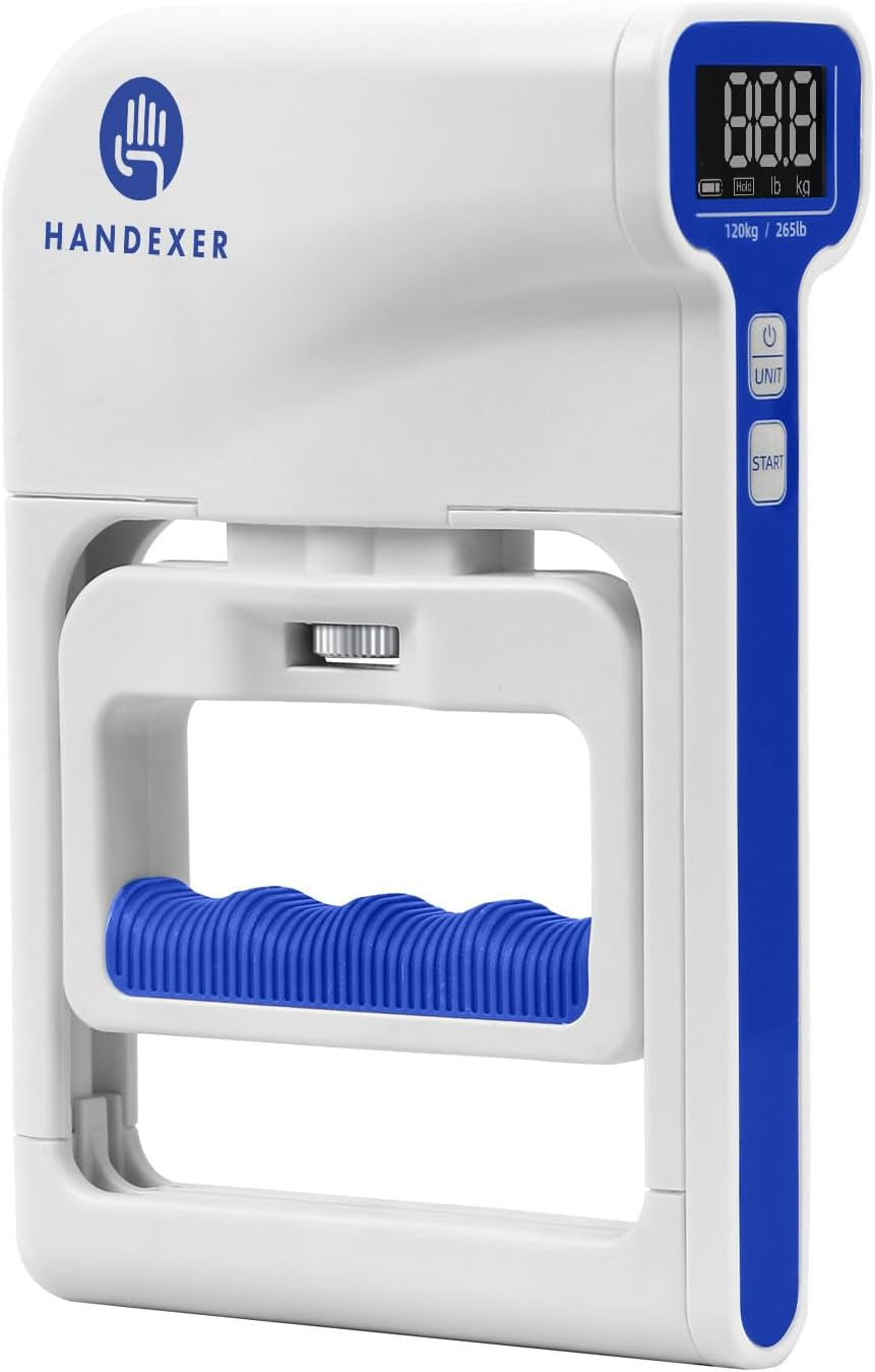 Digital Grip Strength Tester, 265 Lb Hand Dynamometer, White | 265 Lb Capacity