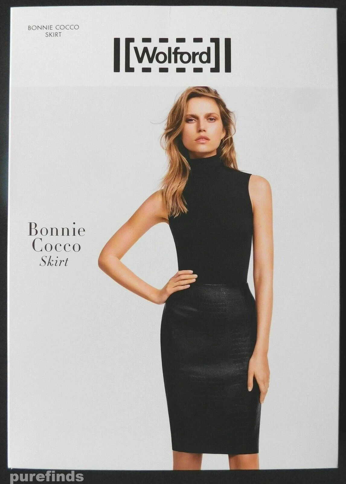 BONNIE COCCO FAUX LEATHER SKIRT WOLFORD SIZE 8 UK EU 36 BLACK CROCODILE