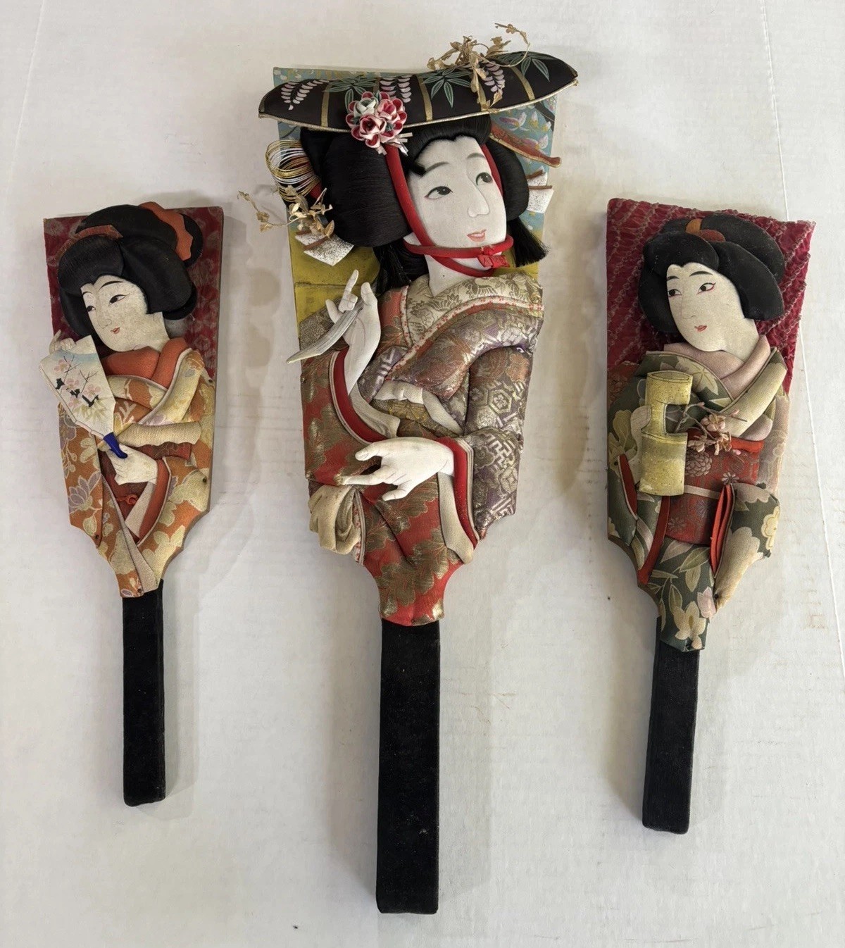 Trio Japanese Oshi-e Hagoita Paddles Geisha 24” and 17” Trio Japanese Oshi-e Hagoita Paddles Geisha 24” and 17”