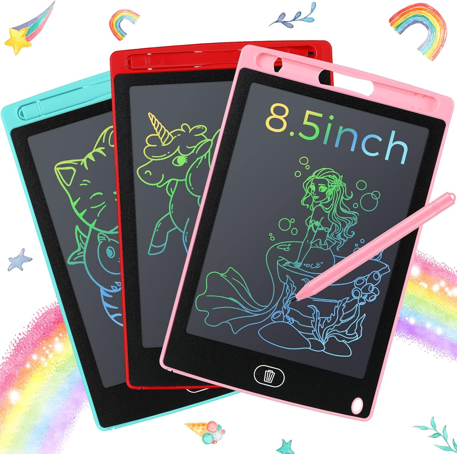 3 Pack LCD Writing Tablet for Kids 8.5 Inch Colorful Doodle Drawing 3 Pack LCD Writing Tablet for Kids 8.5 Inch Colorful Doodle Drawing