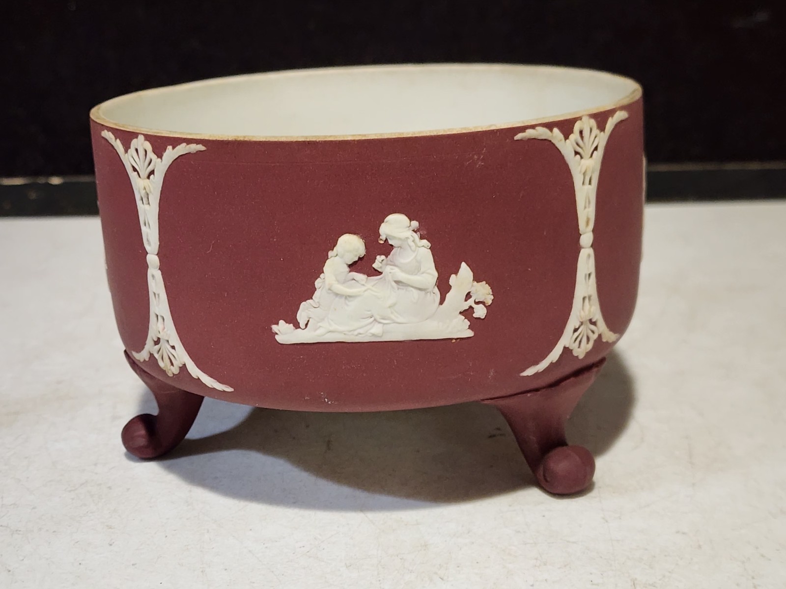 Antique 19th Century Wedgwood Jasperware Crimson Red Footed Ferner Jardiniere