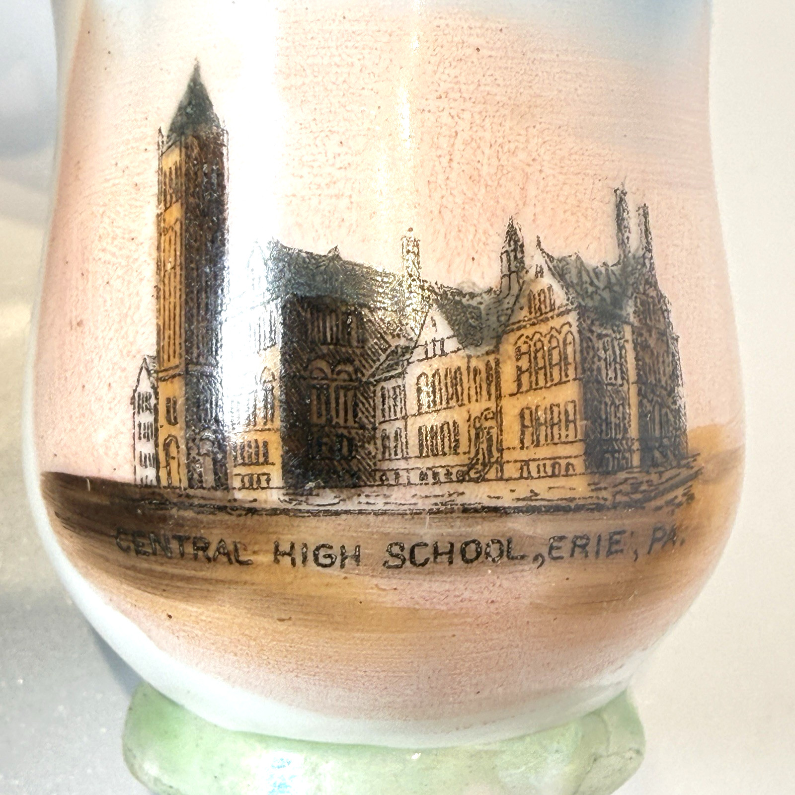 ERIE Pennsylvania PA Antique CENTRAL HIGH SCHOOL Souvenir TRINKET MINI VASE CUP