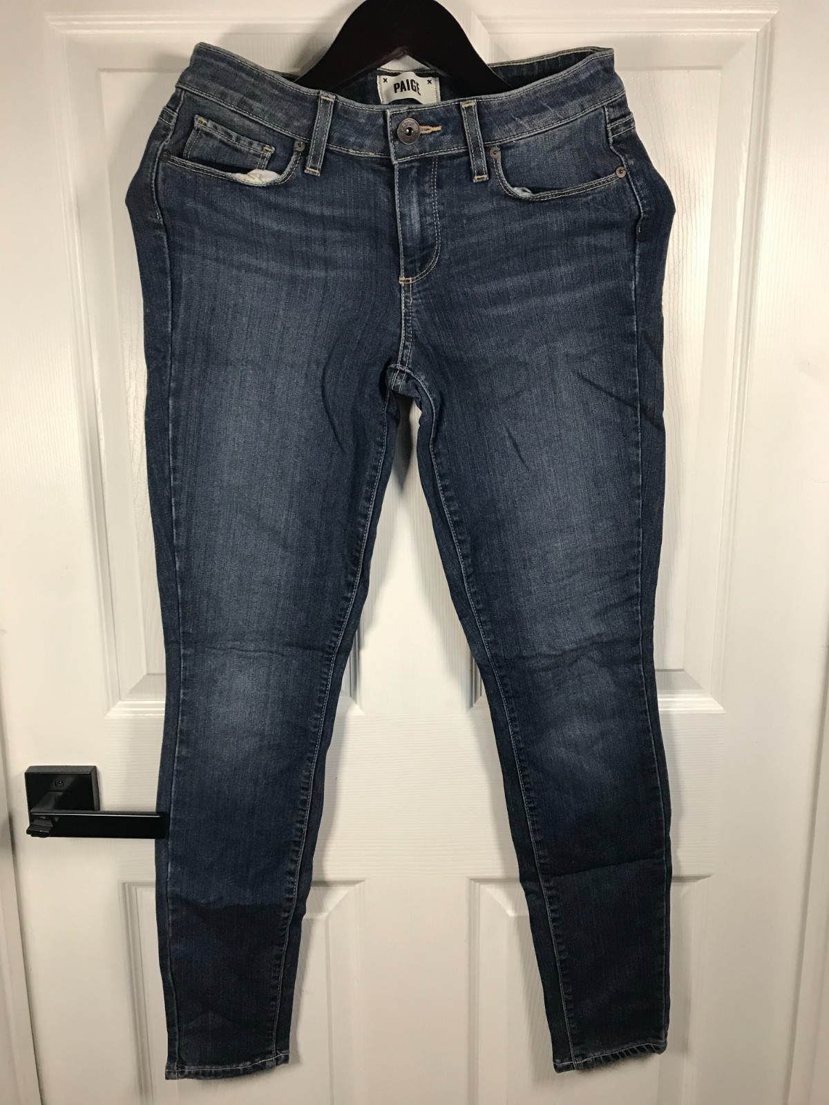 Paige Verdugo Ankle Jeans Womens 27 Dark Blue Skinny Denim Stretch W27