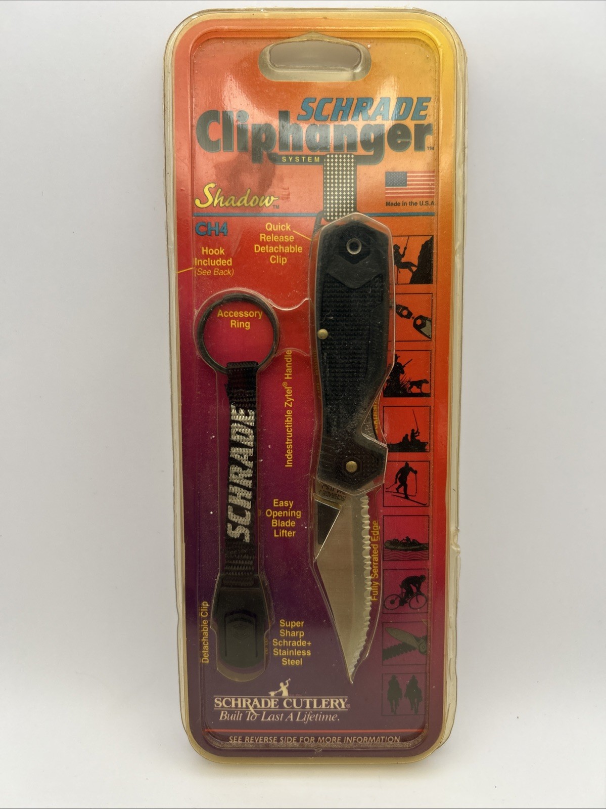 Schrade CH4 Shadow Cliphanger Liner Lock Folding Pocket Knife Made In USA NOS Schrade CH4 Shadow Cliphanger Liner Lock Folding Pocket Knife Made In USA NOS