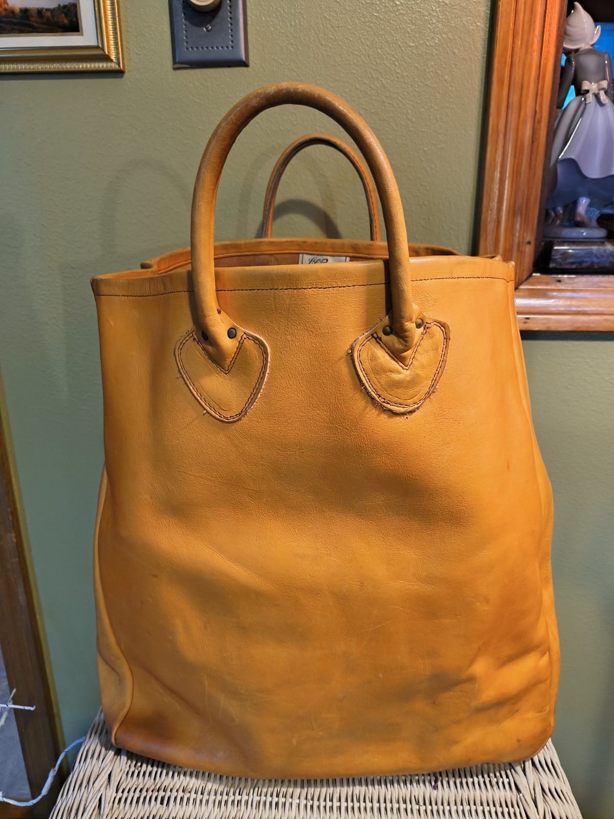 Womens Rare Vintage 50s/60s LL Bean Freeport Maine Leather Tan Handle Tote Bag