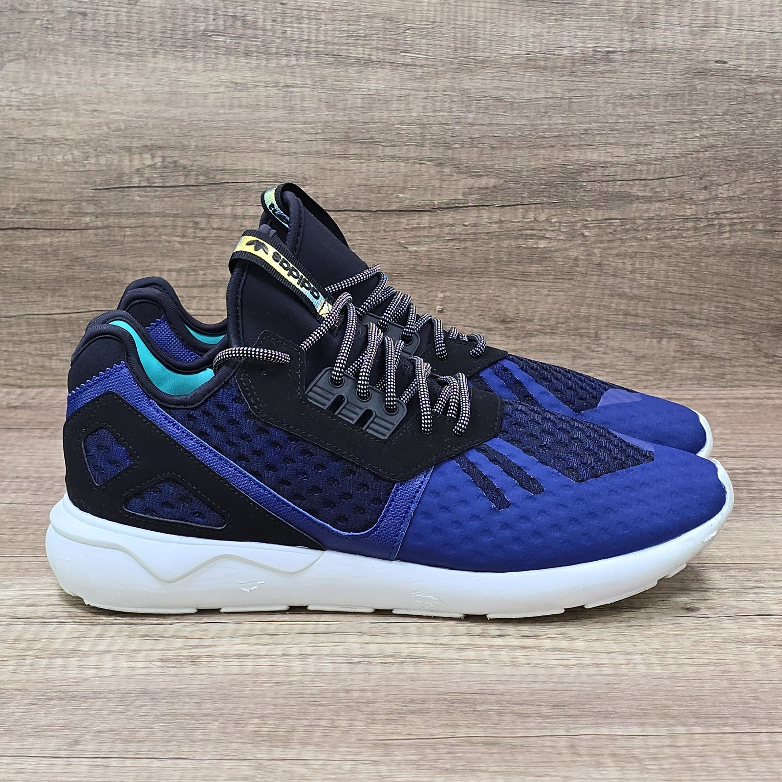 Adidas Tubular Runner Men\'s Size 12 Black Blue Running Shoes (AQ2916)