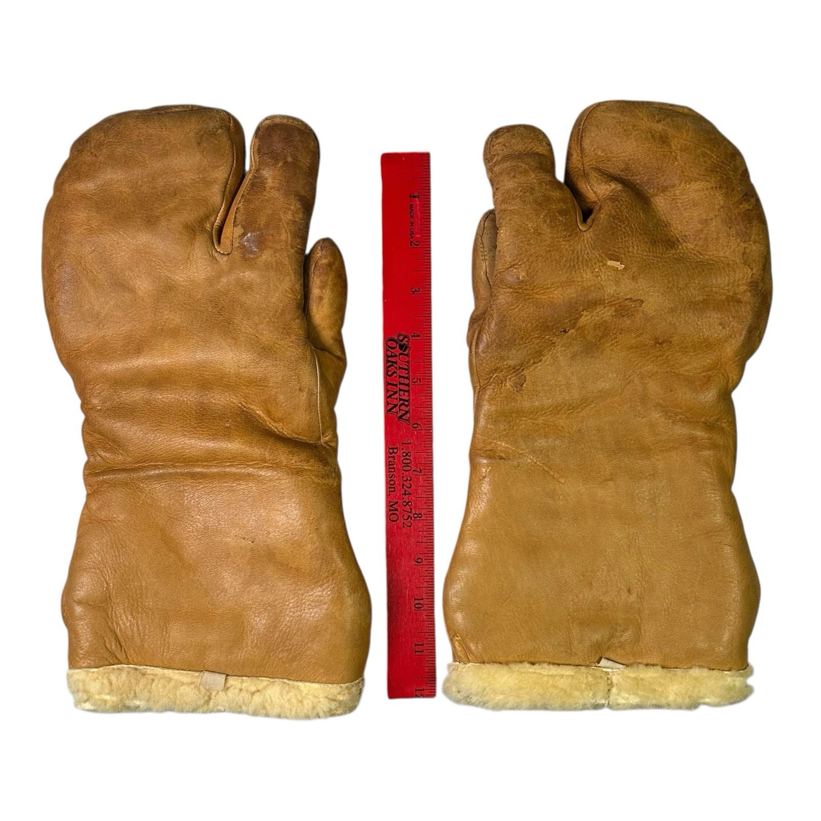 Vtg WWII USAAF A-9A Shearling Flight Gunner Mittens 1943 US Army Air Forces L