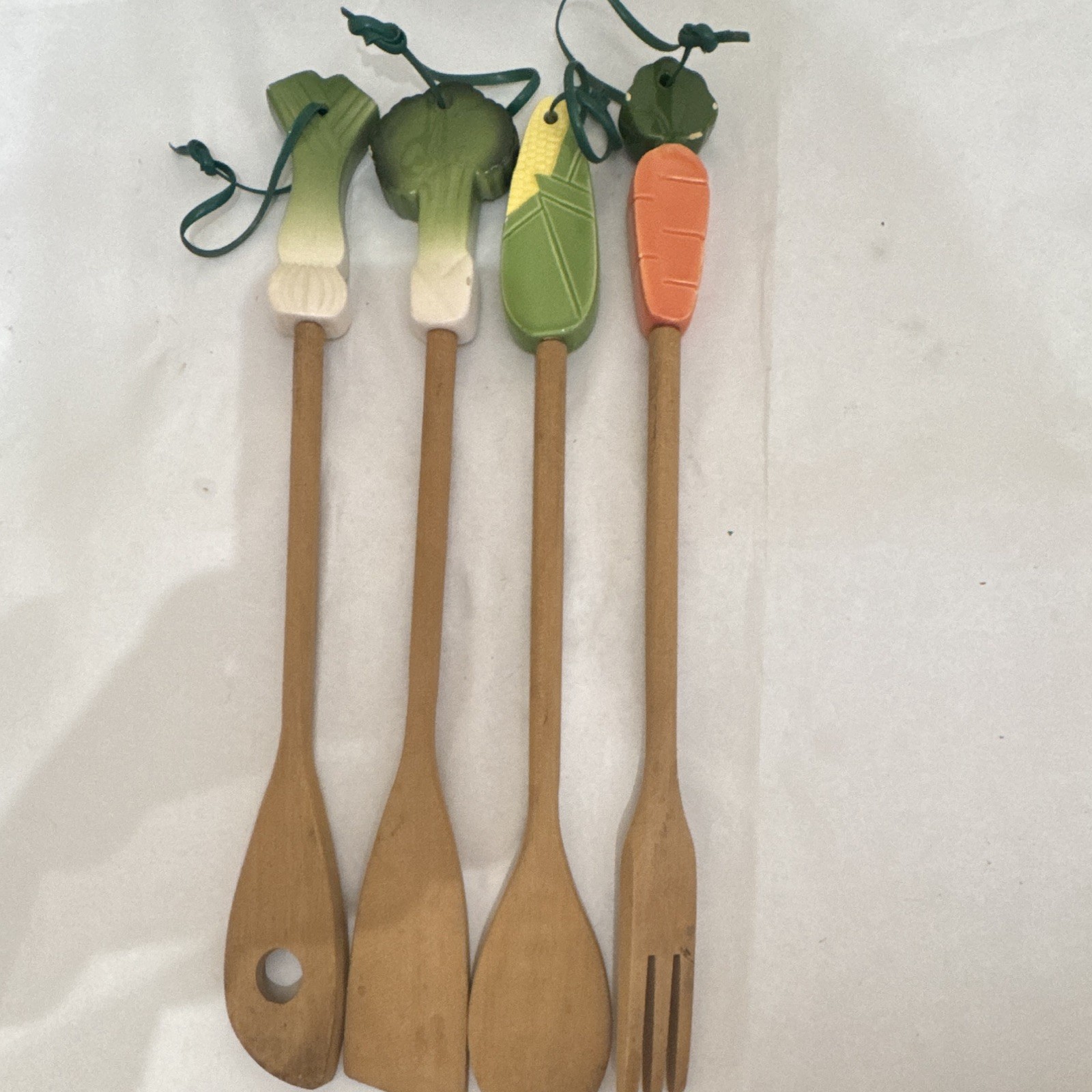 Vintage 1984 Avon Wood Kitchen Utensil Set, 4-Piece Vegetable Handle