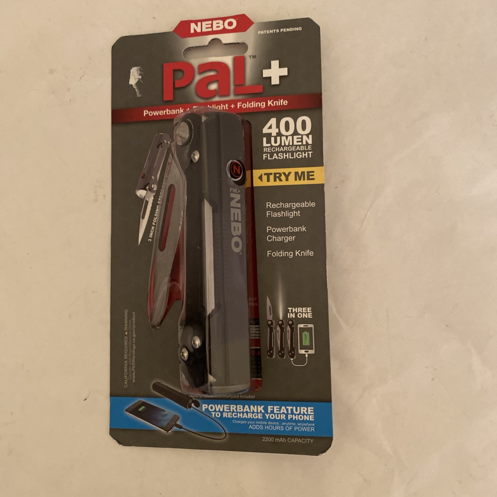 Nebo 6715 Pal Plus Flashlight And Folding Pocket Knife With Power Bank 
