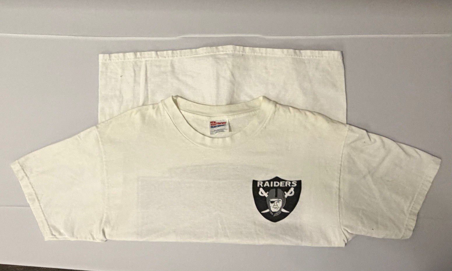 Vintage 90s Oakland Raiders Hanes Heavyweight T Shirt L Double Sided NFL