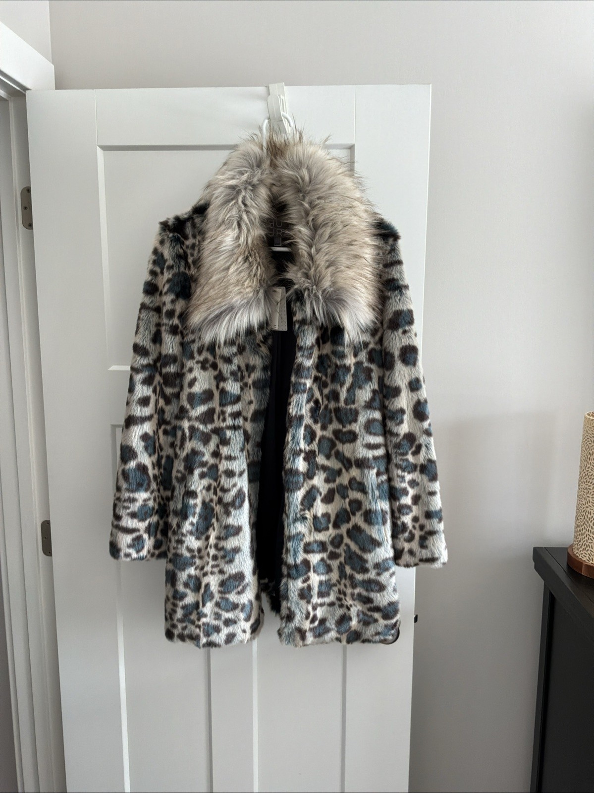 Anthropologie Faux Fur Stunning Leopard Print Coat Medium New