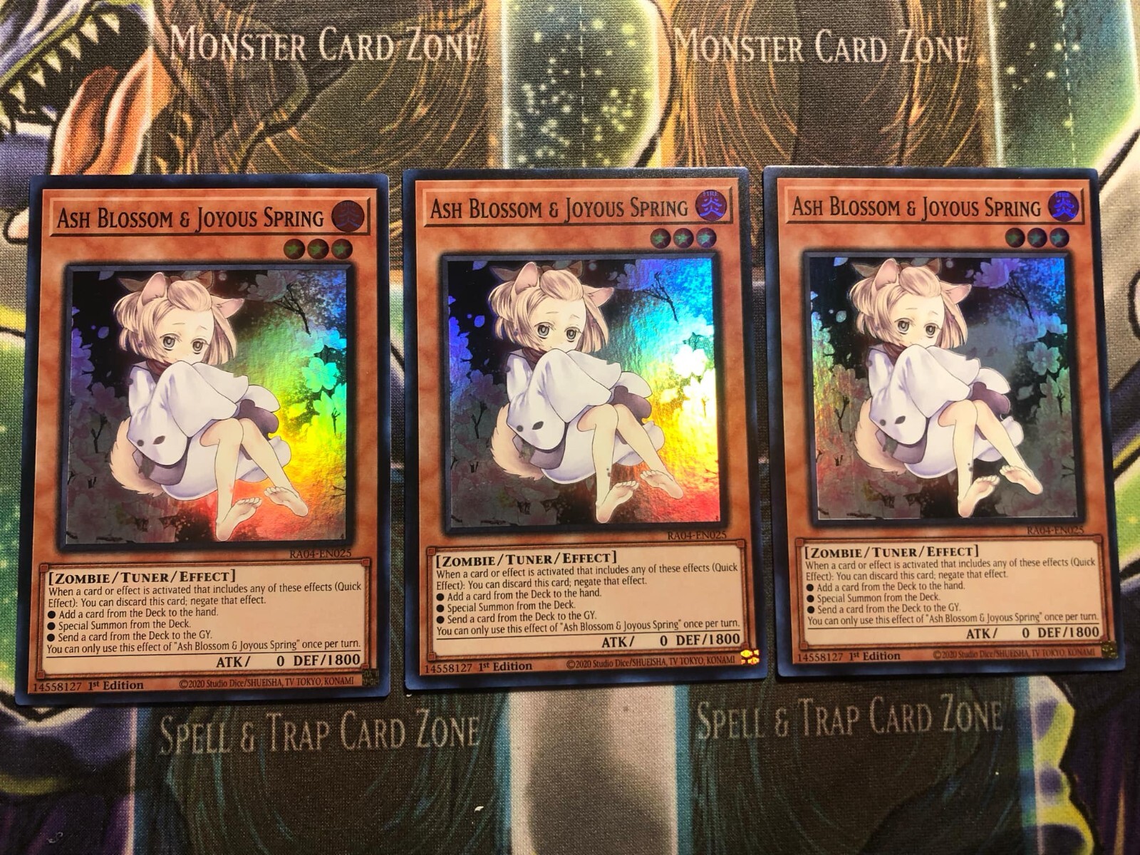 3X ASH BLOSSOM & JOYOUS SPRING 3X * ALTERNATE ART SUPER RARE RA04-EN025 YUGIOH