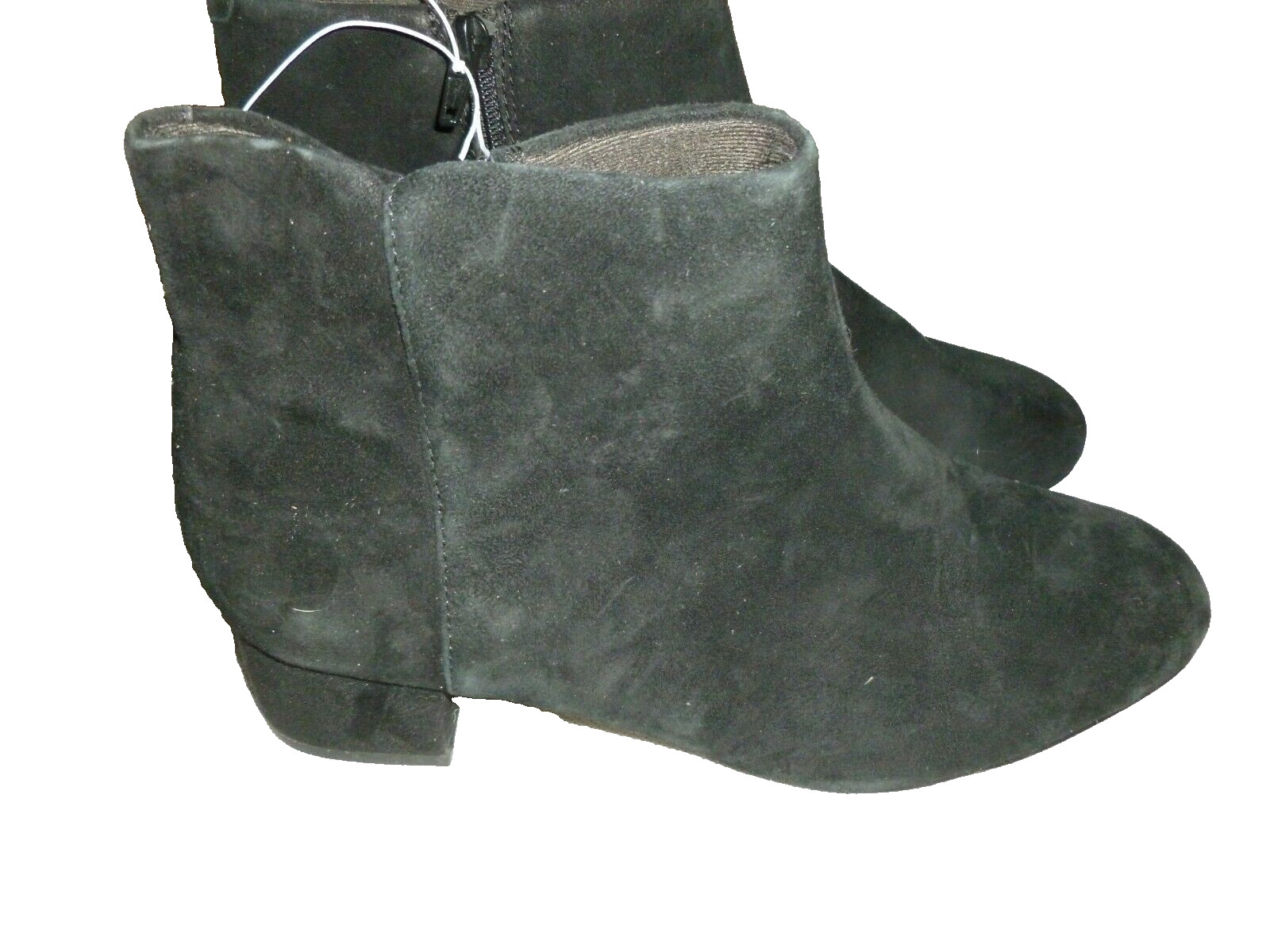 NWOB CLARKS COLLECTION Womens Zip Block Heel Suede Booties Boots Black 8M NWOB CLARKS COLLECTION Womens Zip Block Heel Suede Booties Boots Black 8M
