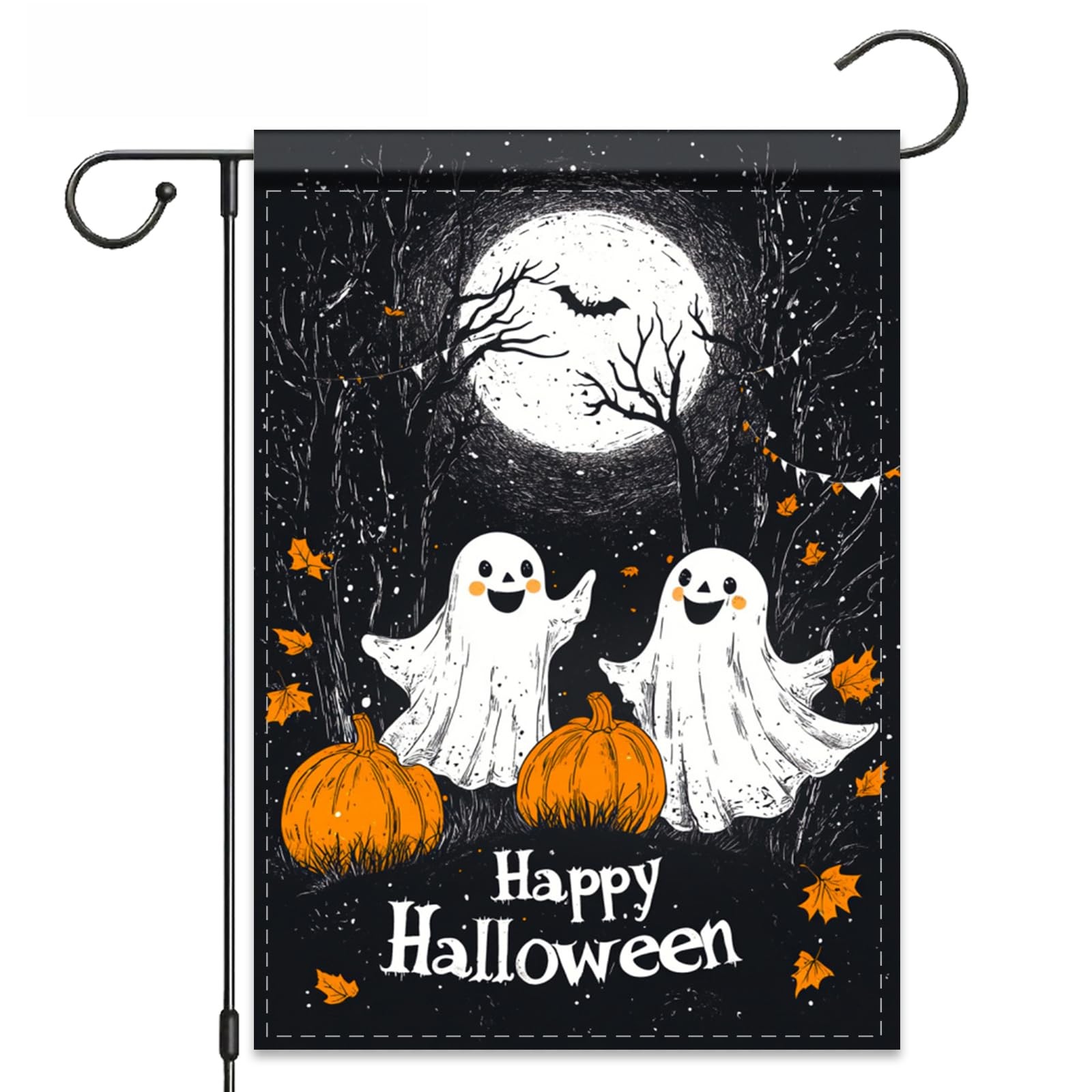 Nuxovilar Halloween Garden Flag 12X18 IN Double Sided | Vintage Ghosts, Pumpk...