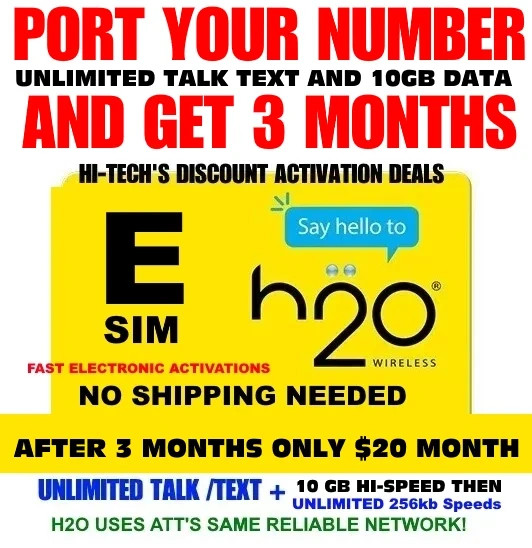 PORT SPECIAL  ▶▶TO H2O ESIM ACTIVATION GET 3 MONTHS ▶▶NOW 10GB DATA  ✅