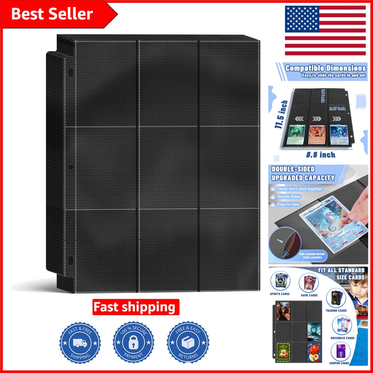 Acid-Free 900-Pocket Trading Card Sleeves - Side Loading for Safe Storage Acid-Free 900-Pocket Trading Card Sleeves - Side Loading for Safe Storage