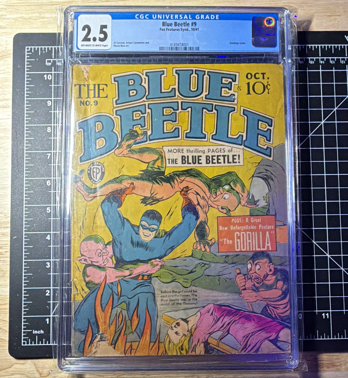 Blue Beetle #9 (Fox Feature Syndicate 1941) CGC 2.5 Golden Age Blue Beetle #9 (Fox Feature Syndicate 1941) CGC 2.5 Golden Age