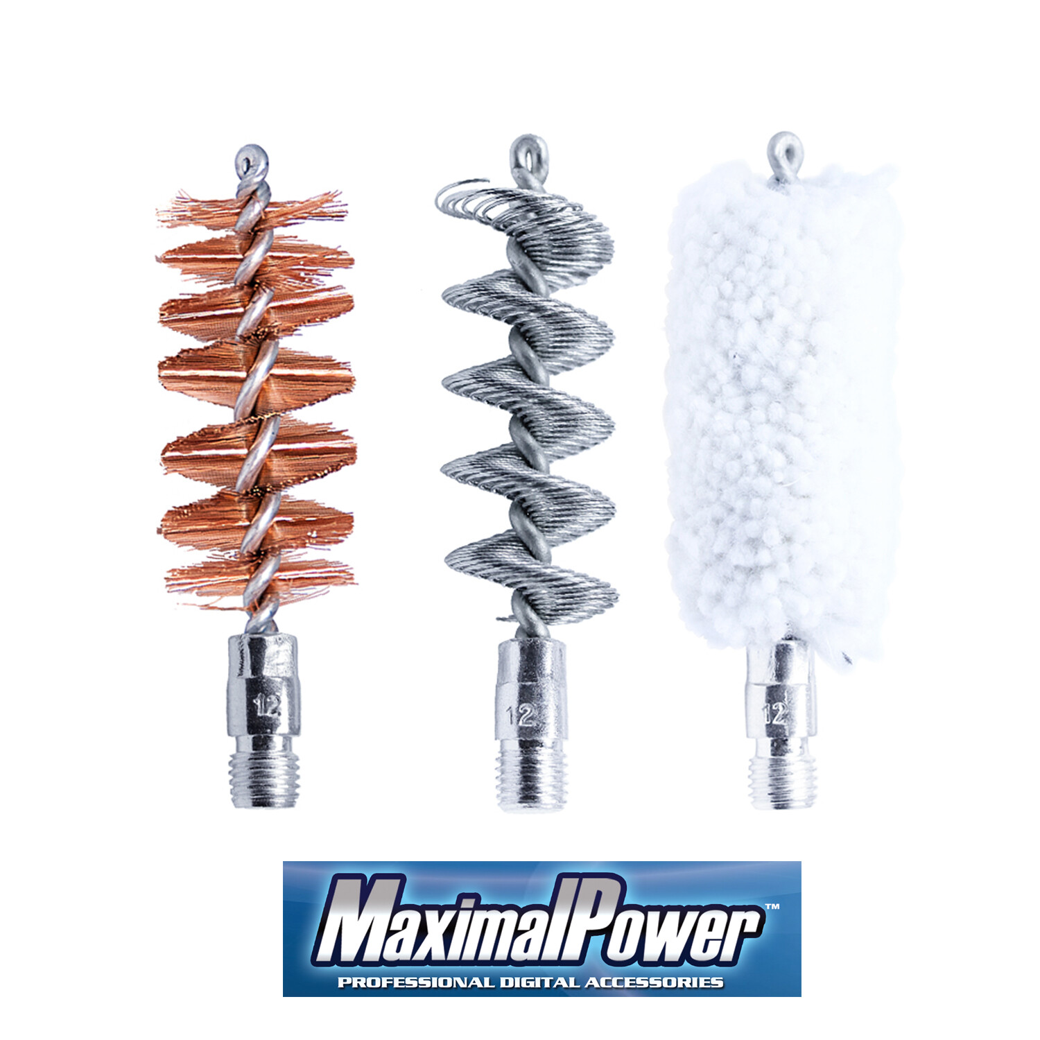 MaximalPower Combo Gun Cleaning Bore Brushes - 12 Gauge/.357/.45cal for Guns