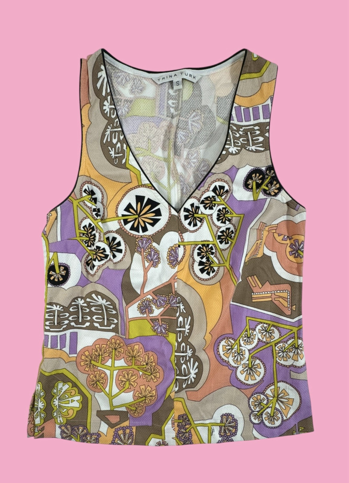 TRINA TURK PRINTED CORBIN Tank TOP Size Small Resort Floral TRINA TURK PRINTED CORBIN Tank TOP Size Small Resort Floral