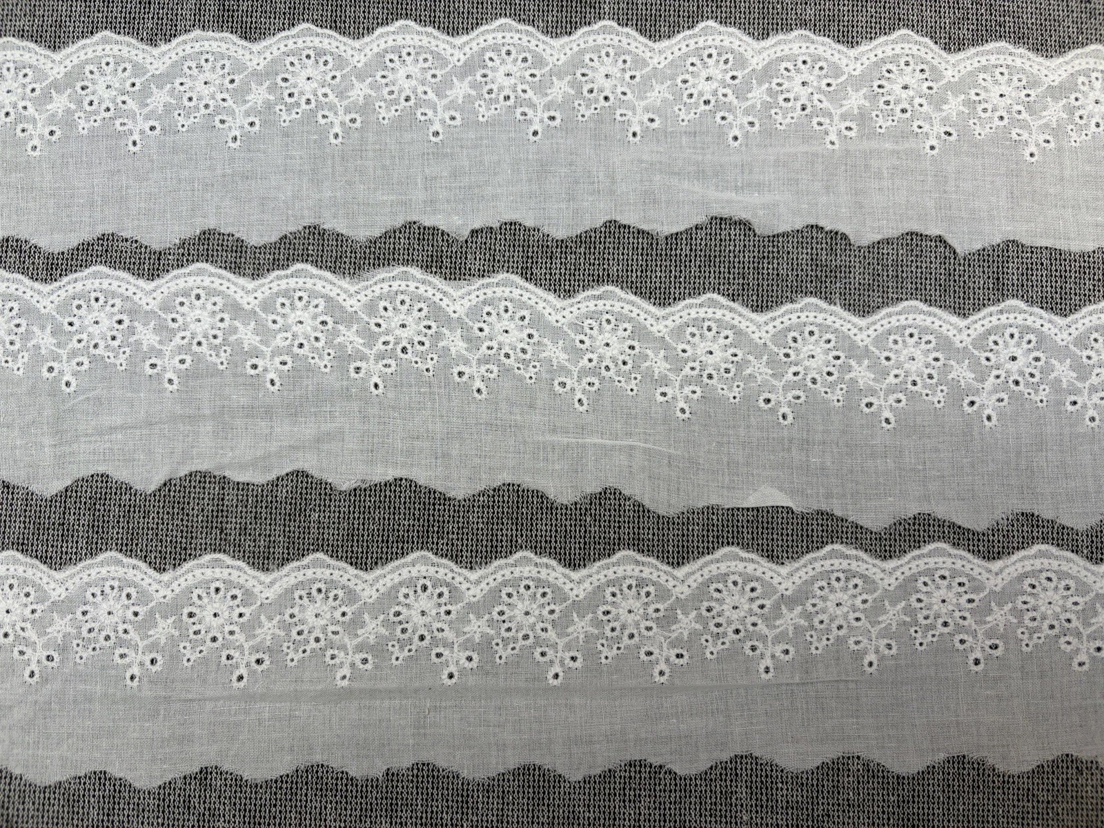5 Yards White 100% Cotton Eyelet Embroidery Lace Trim 2 in Wide Floral
