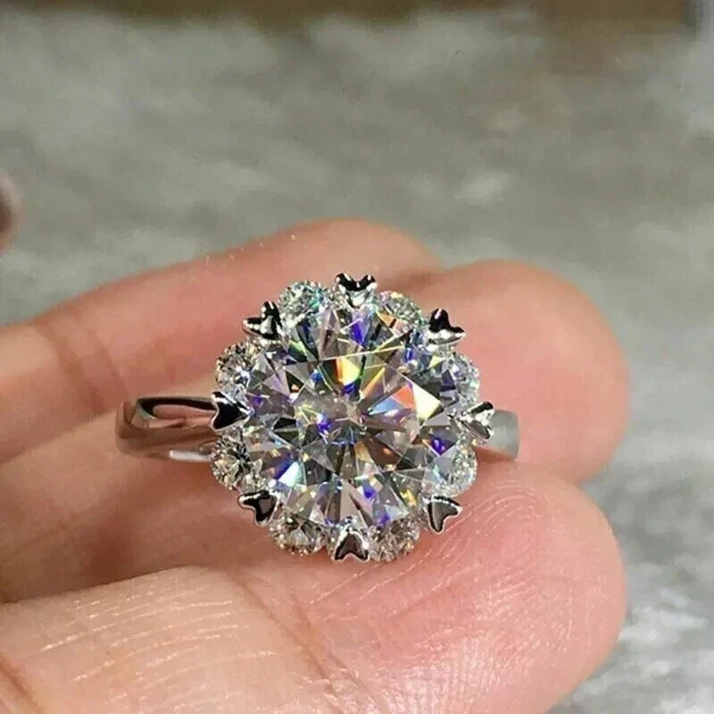 2.50 Ct Round Cut Lab Created Diamond Halo Engagement Ring 14K White Gold Plated