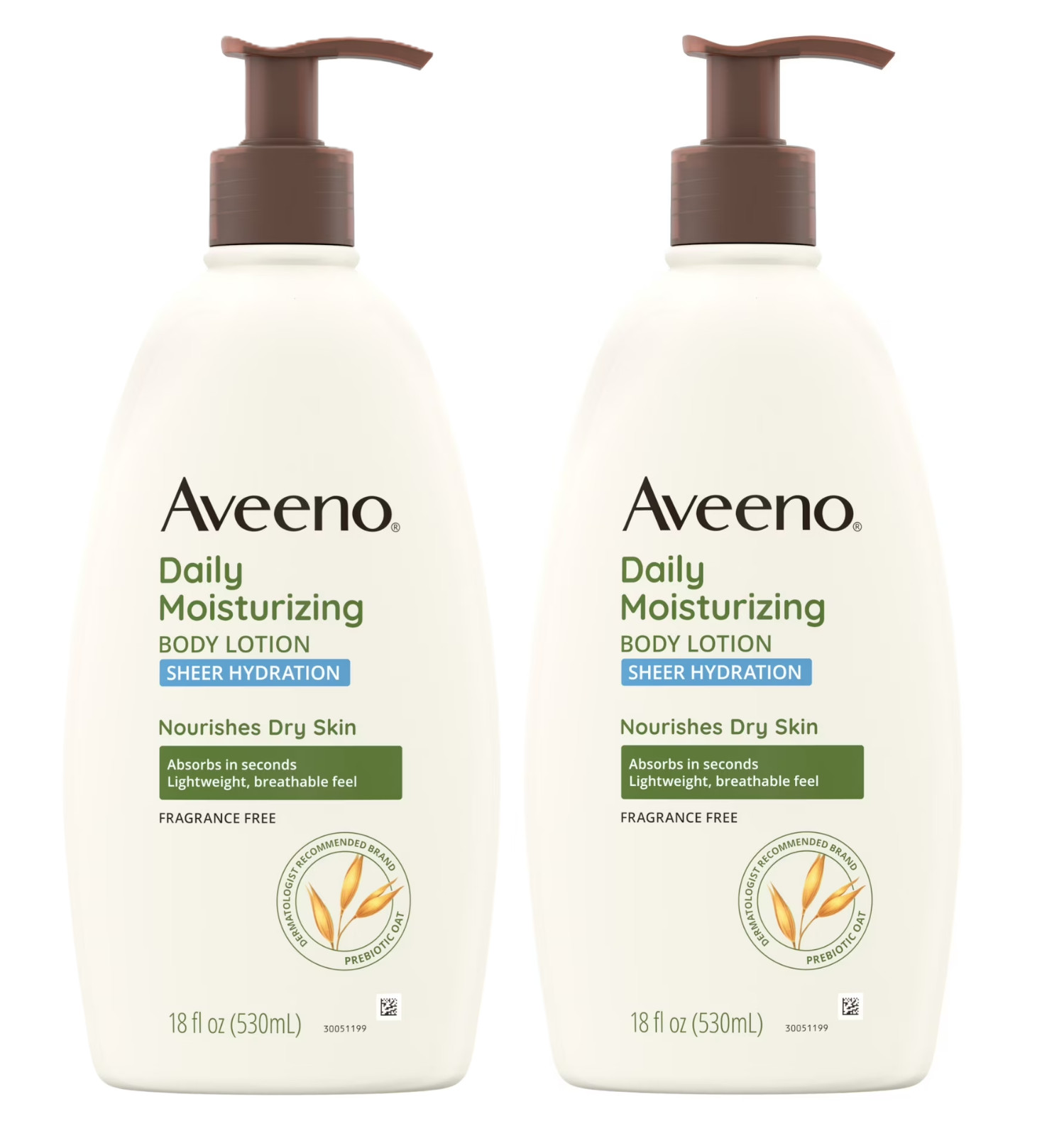 Aveeno Daily Moisturizing Body Lotion 18 fl oz – Oat Formula for Dry Skin – 2‑Pk