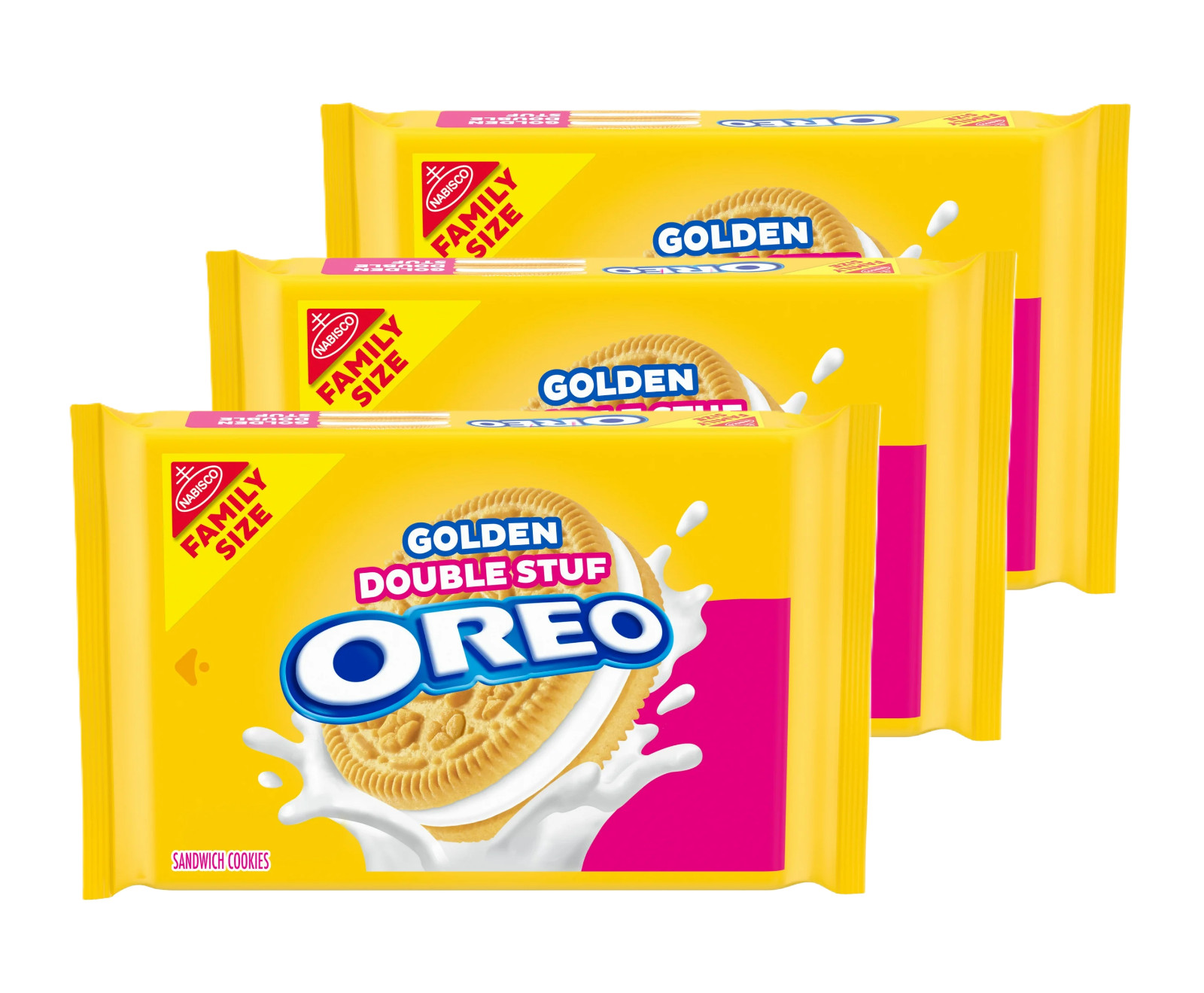 (3 pack) OREO Double Stuf Golden Sandwich Cookies, Family Size, 18.71 oz (3 pack) OREO Double Stuf Golden Sandwich Cookies, Family Size, 18.71 oz