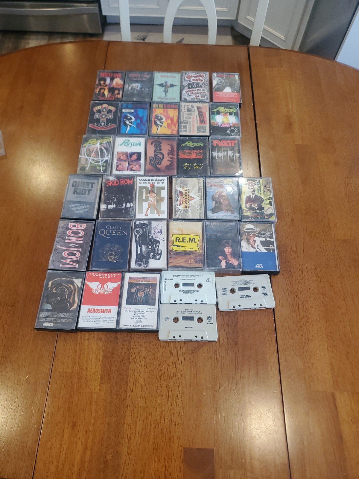Lot of 33 Vintage 80s Rock & Heavy Metal Cassette Tapes CRUE, G&R, RATT, POISON 