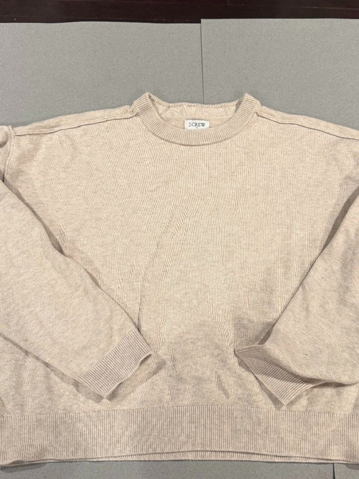 J.Crew Beige Cropped Boxy Sweater Exposed Seams Women\'s Size S J.Crew Beige Cropped Boxy Sweater Exposed Seams Women\'s Size S