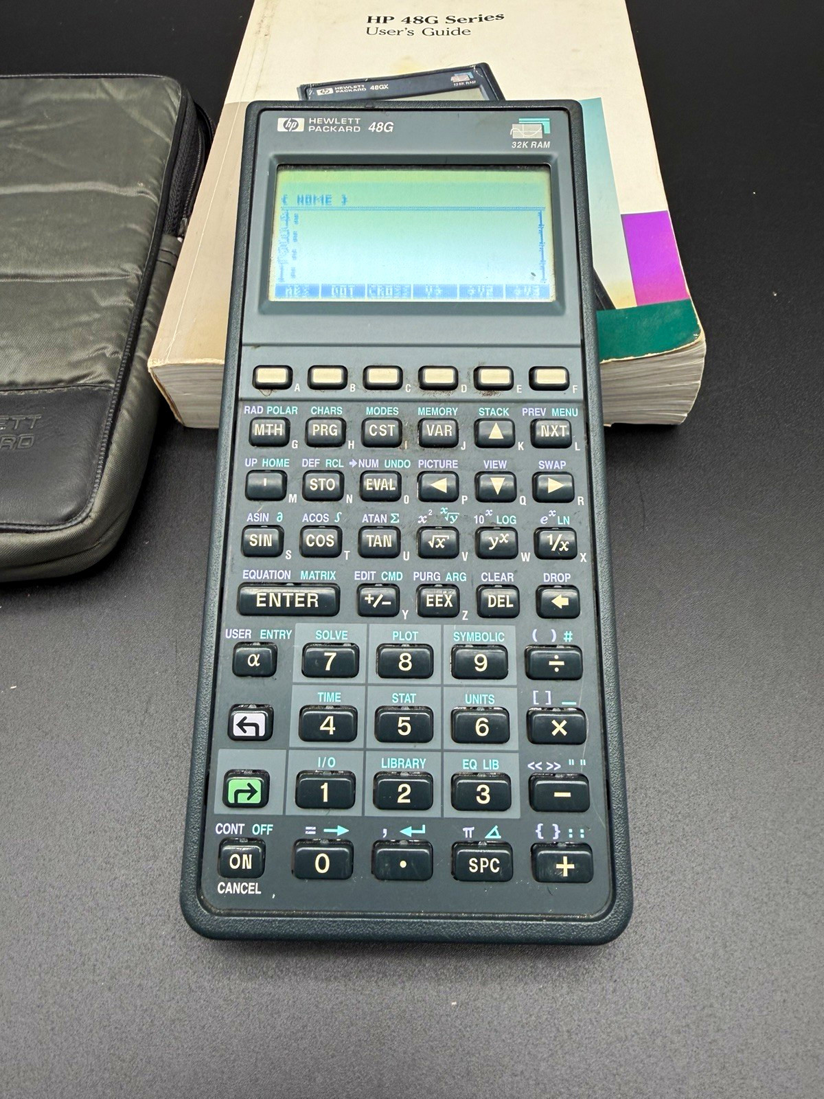 Vintage HP 48G Graphing Calculator with Original User's Guide Manual Case Tested