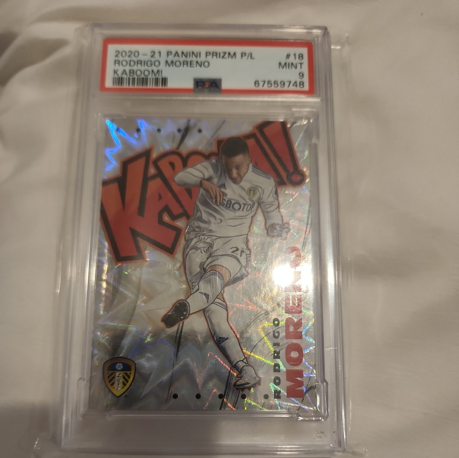 2020 Panini Prizm Premier League Rodrigo Moreno KABOOM #18 PSA 9