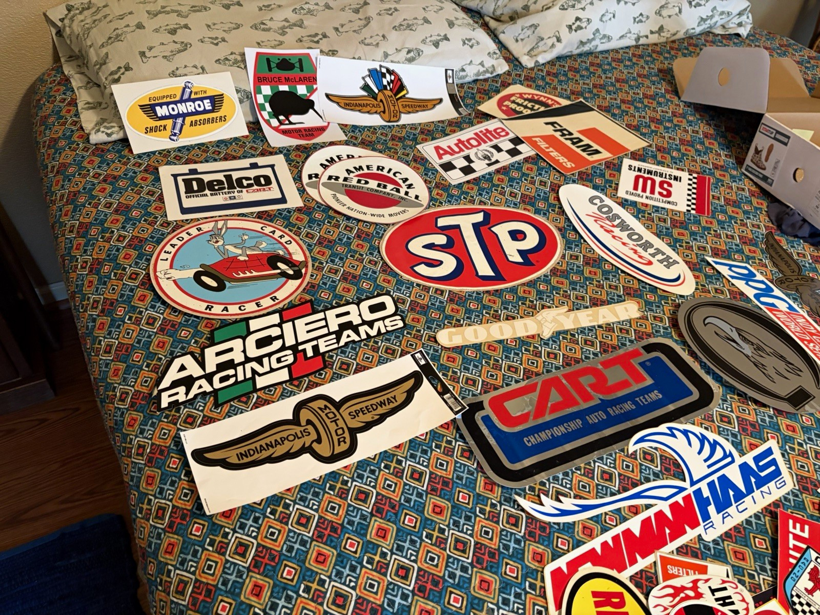 Indy 500 sticker collection 295 stickers. 60’s to 90’s.  Tons of stickers 