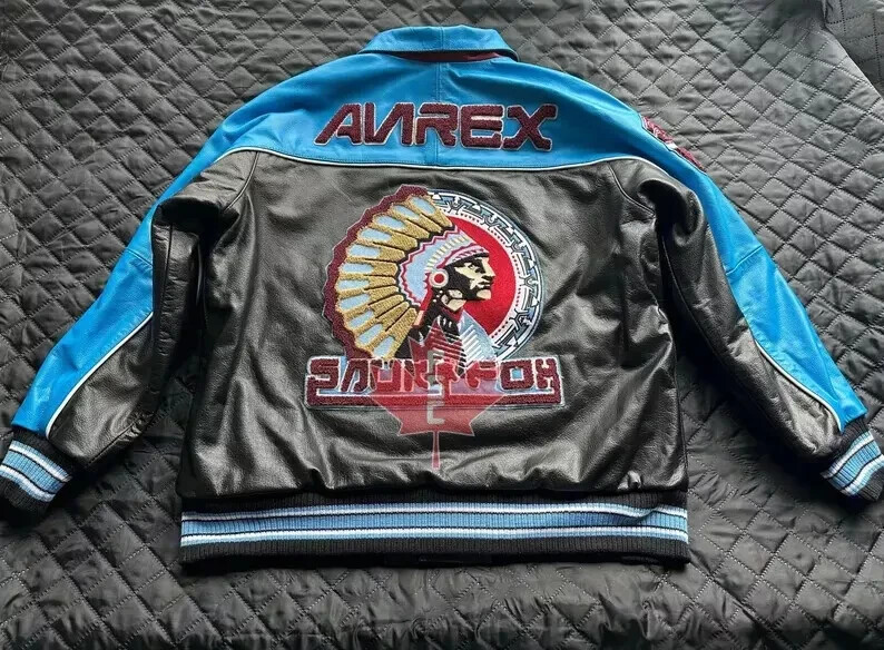 NEW Vintage Men\'s  Avirex Varsity 100% Genuine Leather Jacket