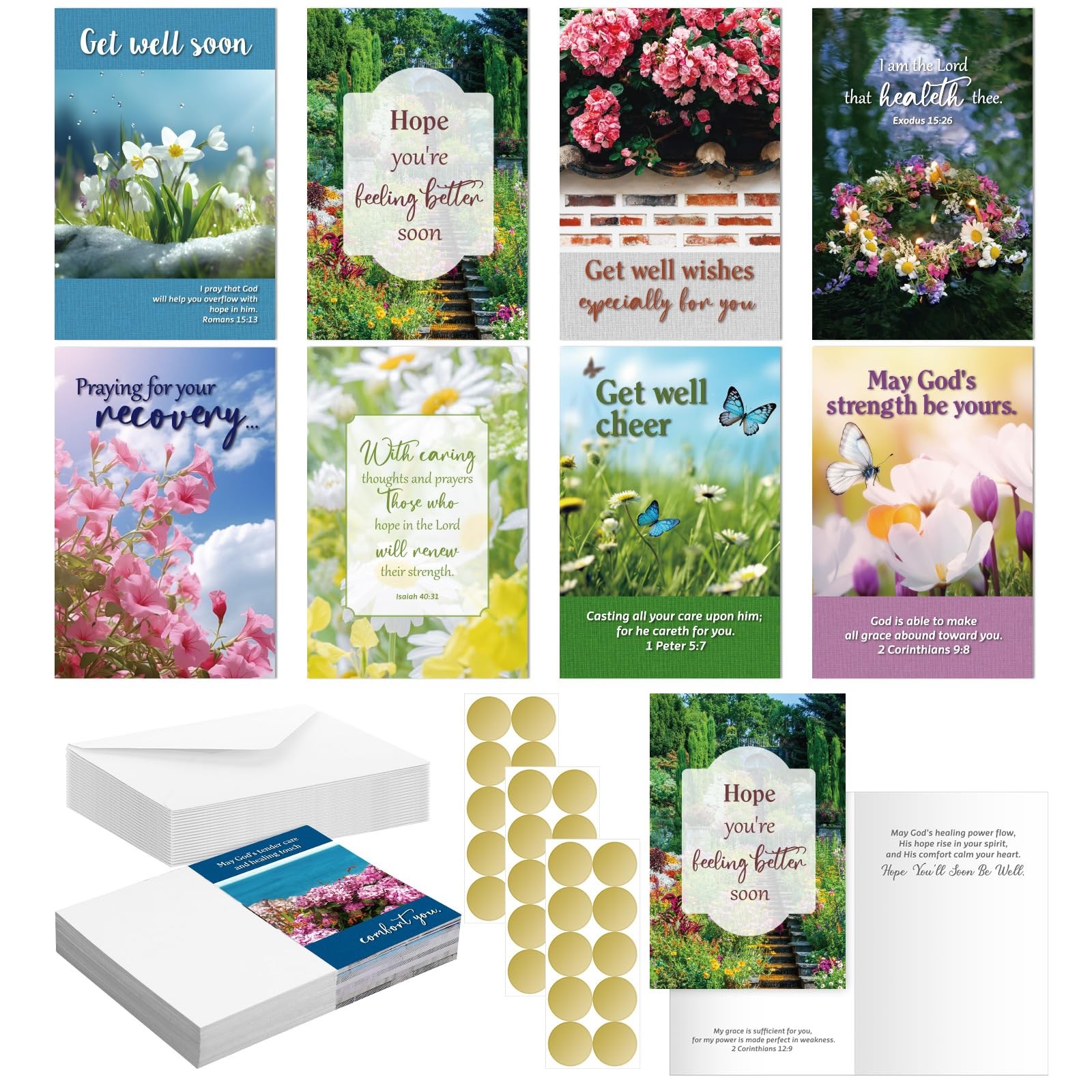 Motiskyy 24 Pack Religious Get Well Cards with Scripture, Landscape | Christi... Motiskyy 24 Pack Religious Get Well Cards with Scripture, Landscape | Christi...