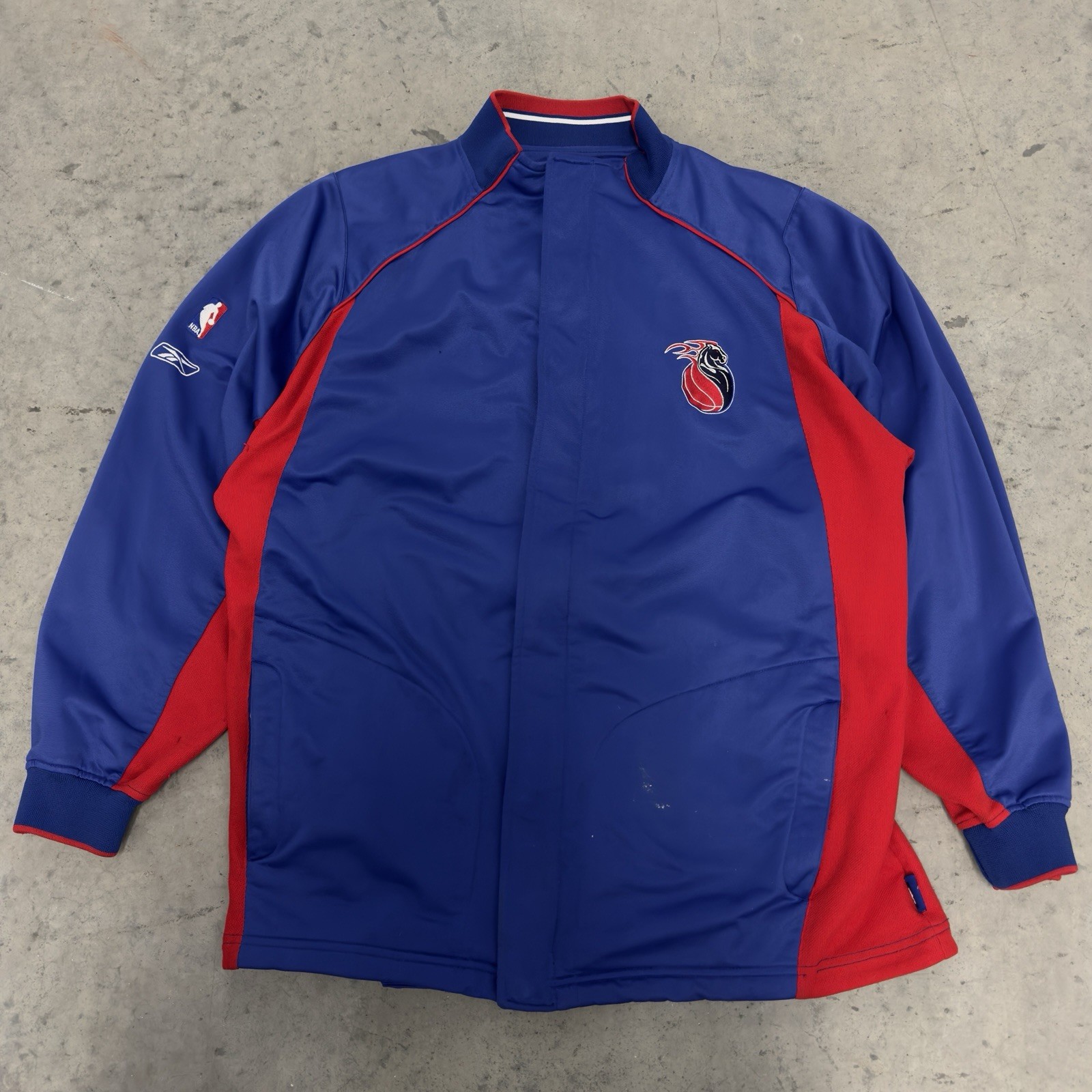 Vintage 2004-05 Detroit Pistons Team Apparel Game Issued Blue Warm Up Jacket XL
