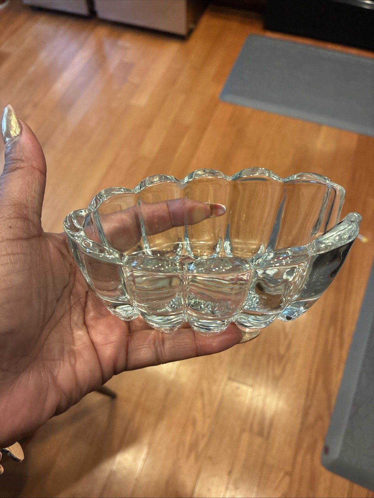 Vintage Princess House Clear Crystal Glass Spoon Fork Utensil Holder Buffet 5\